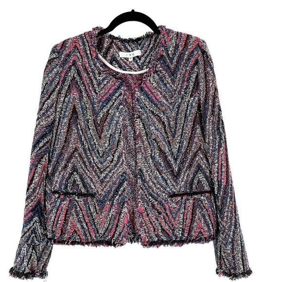 IRO Weird Tweed Fringed Rainbow Multicolor Open Knit Blazer Jacket FR36/US4 - Picture 5 of 12